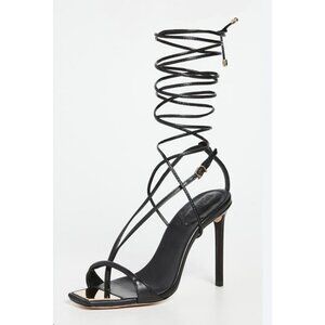 Schutz Vikki Lo Black Strappy Ankle Open Toe Stiletto Heel Sandals US 10 B